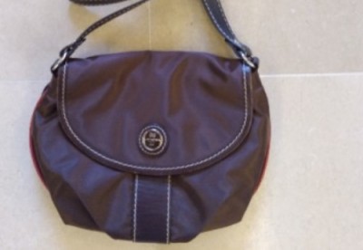 LANCEL used nylon brown bag